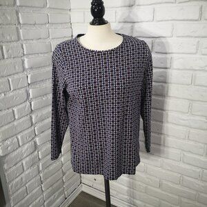 Talbots "The Talbots Tee" Ladies Size X Navy White & Tan Long Sleeves T-shirt